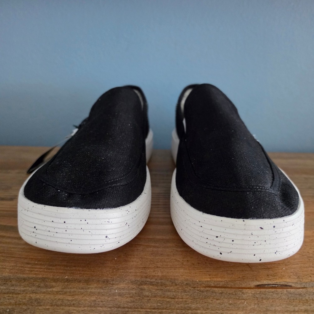 Hey Dude Mens Sunapee M Sport Mesh Slip On Sneakers Black White Speckled 14 - Picture 2 of 11